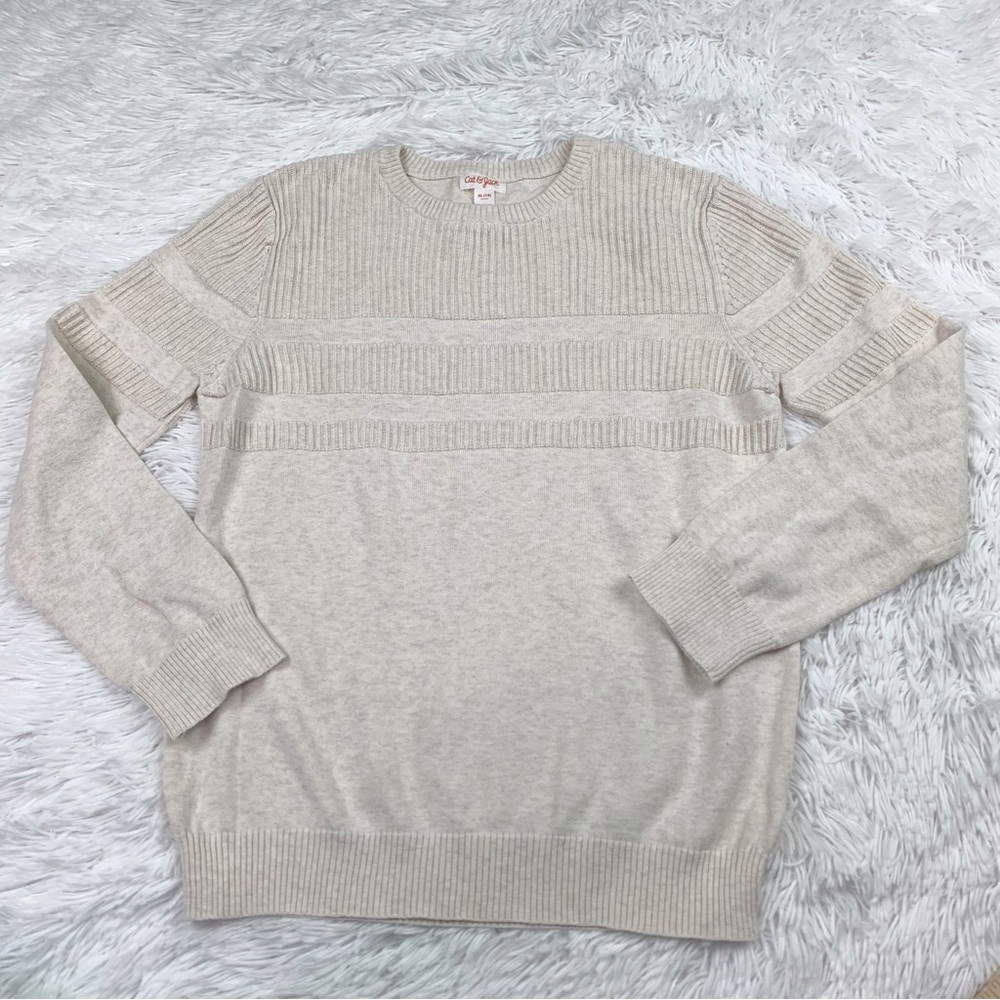 Cat & Jack long sleeve crew neck pullover sweater in beige